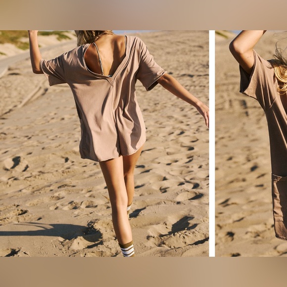 NWT Free People Movement Hot Shot Tee Romper - Mocha Latte - XS, S, M, L - Picture 5 of 7